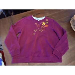 Vtg Breckenridge Lg Sweatshirt Leaves Embroidery Cozy Cottagecore Thanksgiving